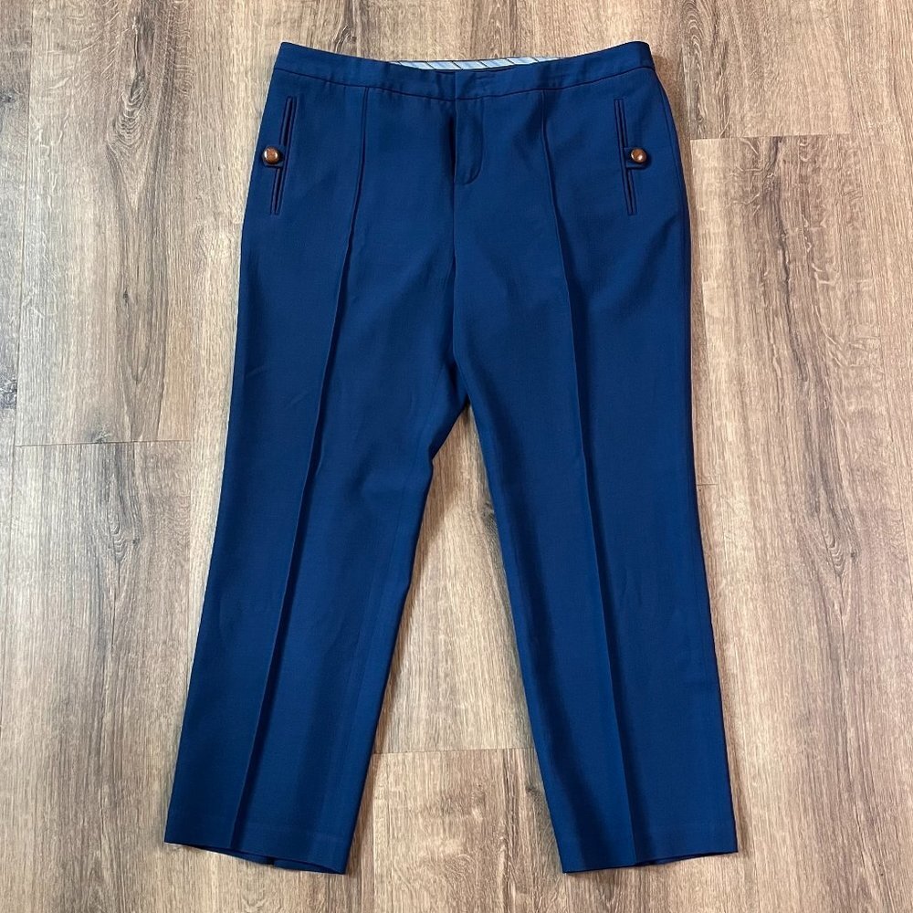 PORTS 1961 Navy Blue Wool Creased Crop Pants Sz 10